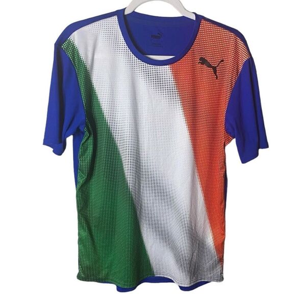 Puma Men’s Sz Sm Italy Country Emblem Tech Running Dri Wick Tee Shirt - Picture 1 of 5